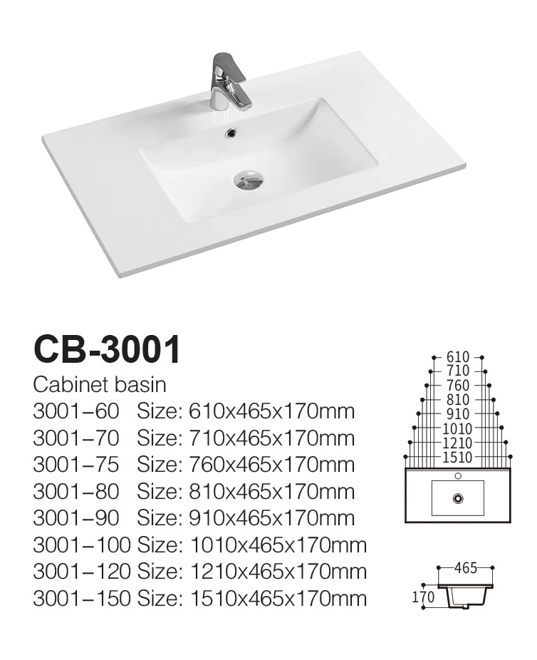 lavabo integrado de porcelana CB-3001