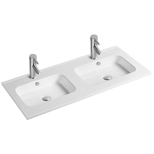 Lavabo Integral Cerámico DOBLE SENO 121 cm