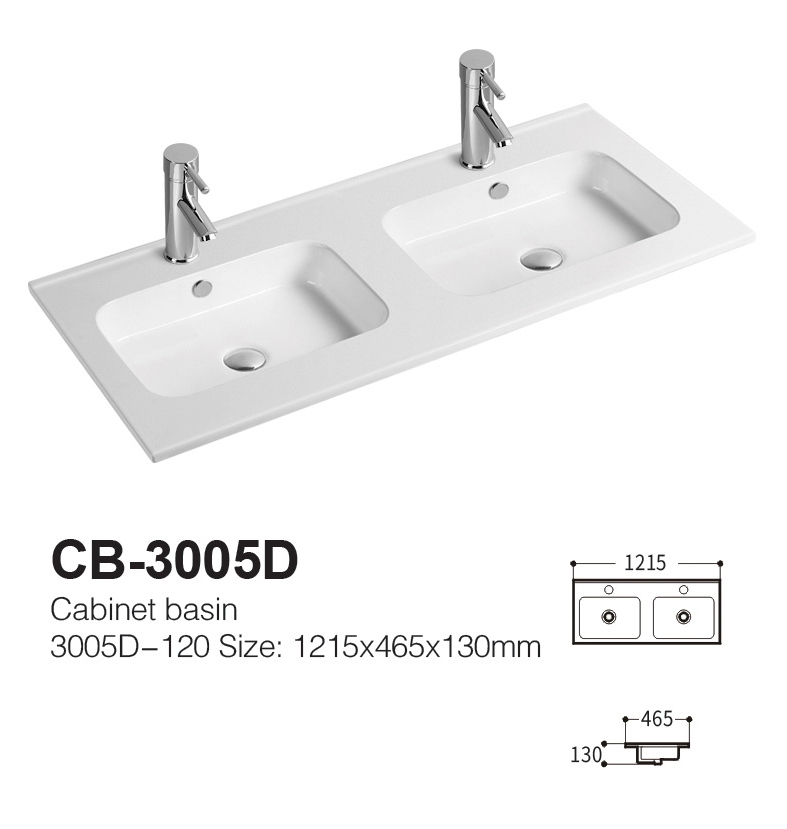 Lavabo Integral Cerámico DOBLE SENO 121 cm