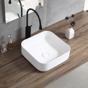 Lavabo para Baño Sobre Encimera Cerámico Blanco Brillo 018 | 38cm x 38cm |