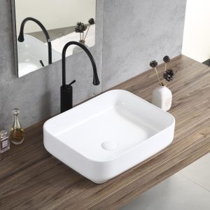 Lavabo de cerámica rectangular blanco 019 | 50x40x14CM