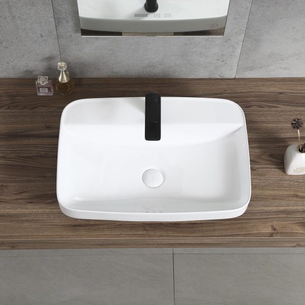 Lavabo para Baño Sobre Encimera Cerámico Blanco Brillo 023 | 60 x 41cm