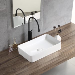 Lavabo De Ceramica Sobre Encimera Rectangular Blanco Brillo 031M | 50x34 cm